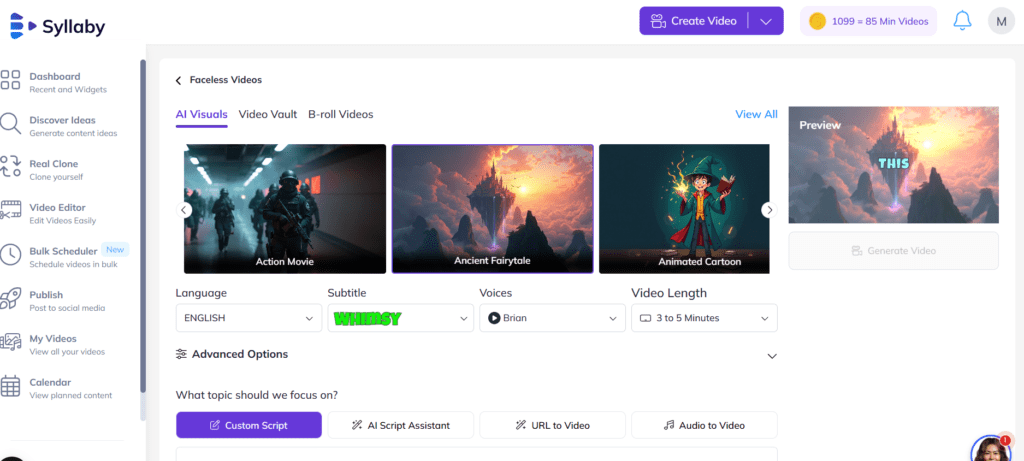 Syllaby AI content creator platform for YouTube creators screenshot